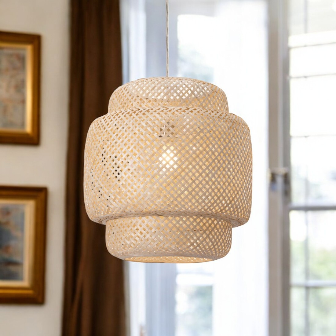 Natural Boho Weave Ceiling Lamp-1