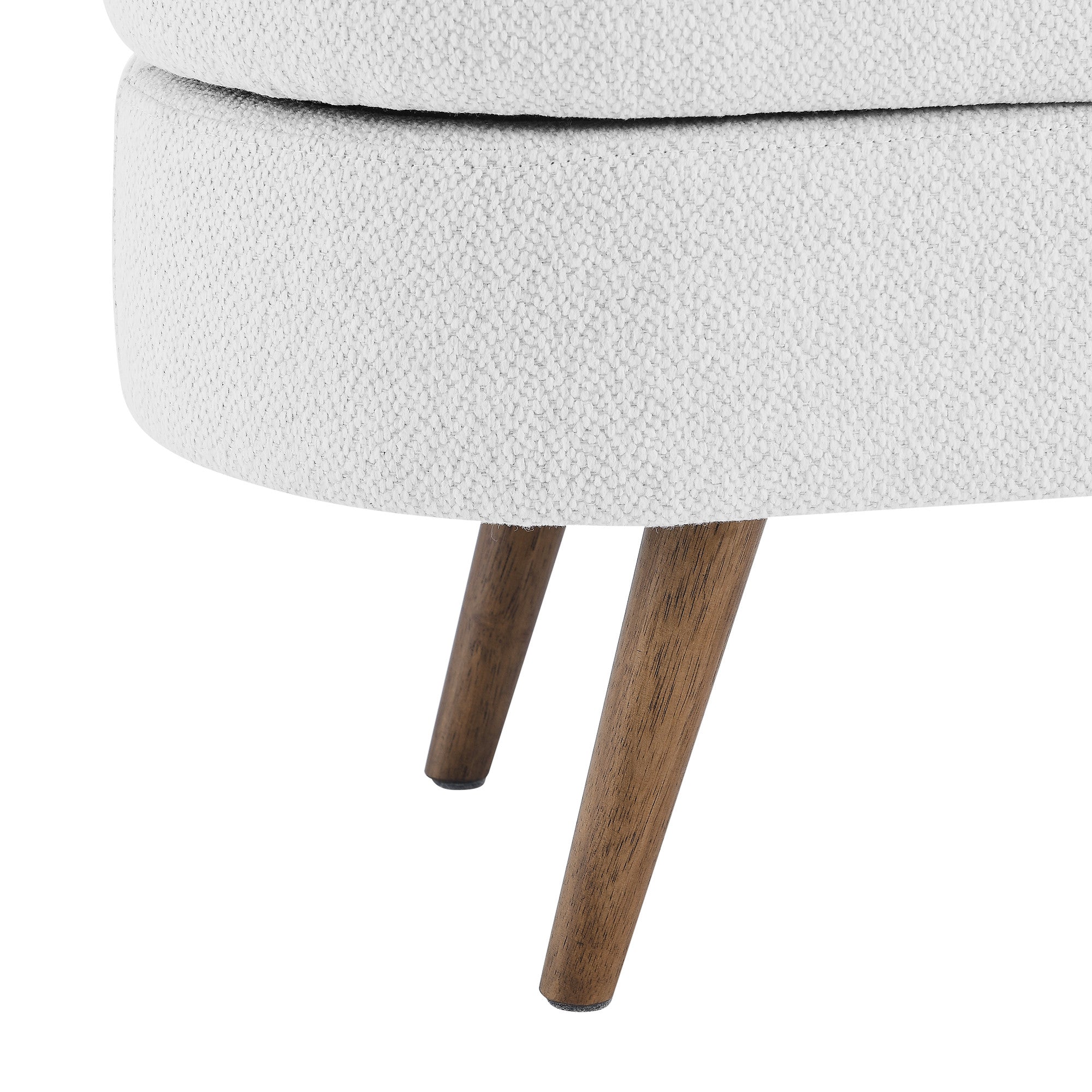 44" White and Brown Linen Upholstered Storage Bench with Flip Top-3