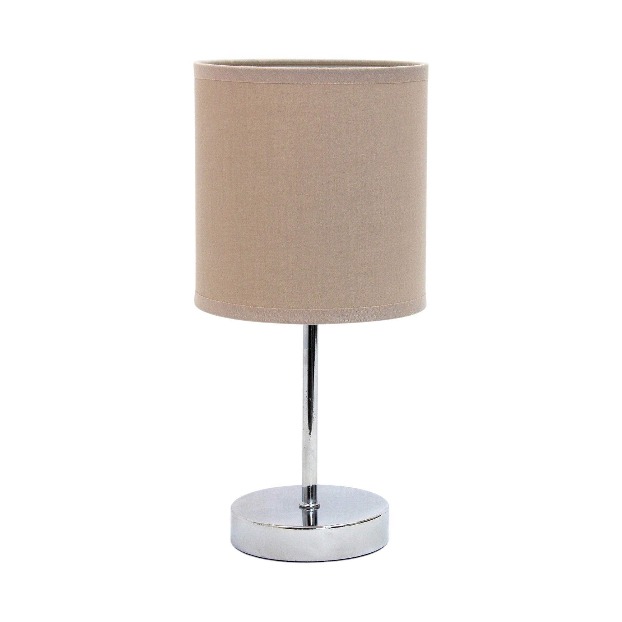 12" Silver Metal Table Lamp LED With Gray Drum Shade-2