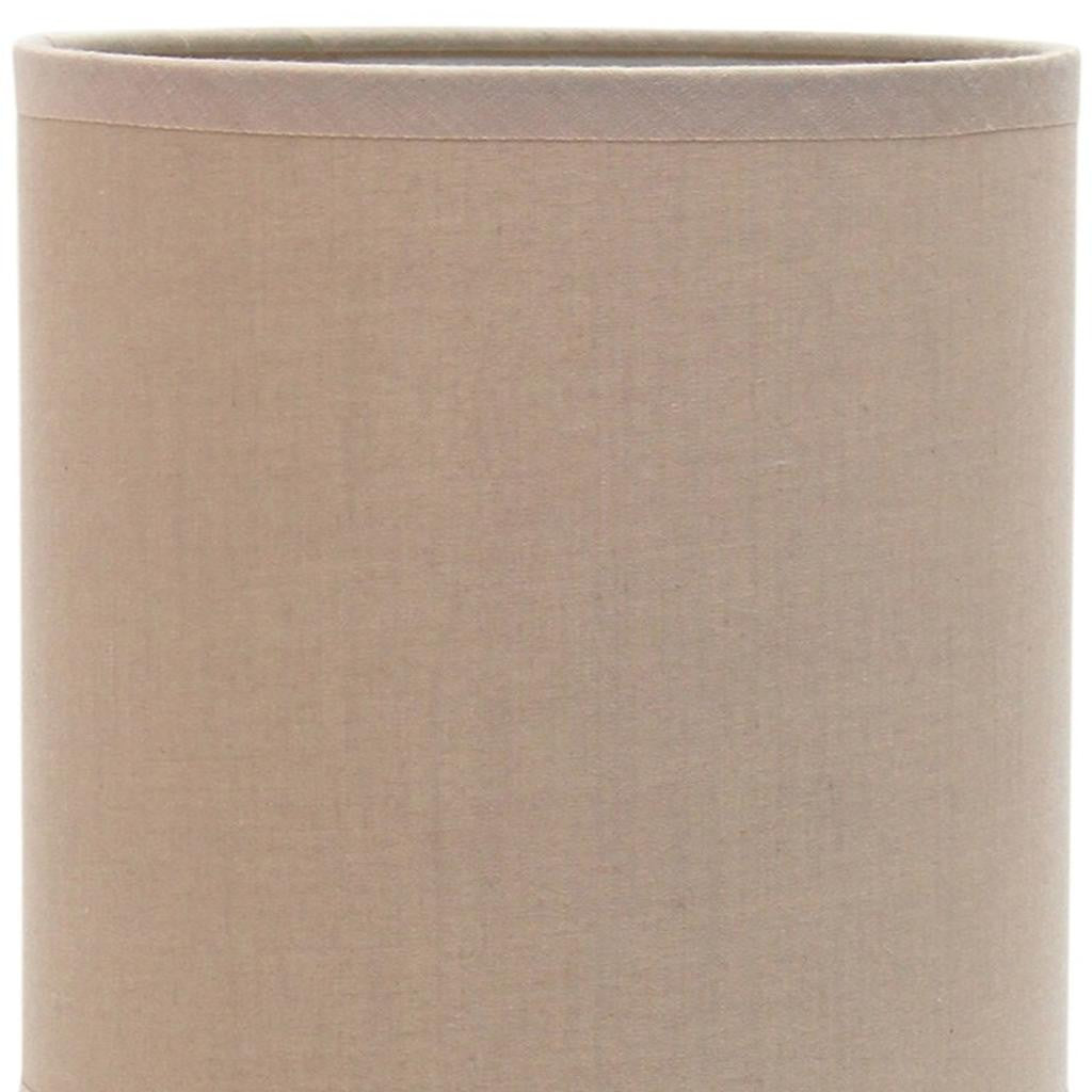 12" Silver Metal Table Lamp LED With Gray Drum Shade-3