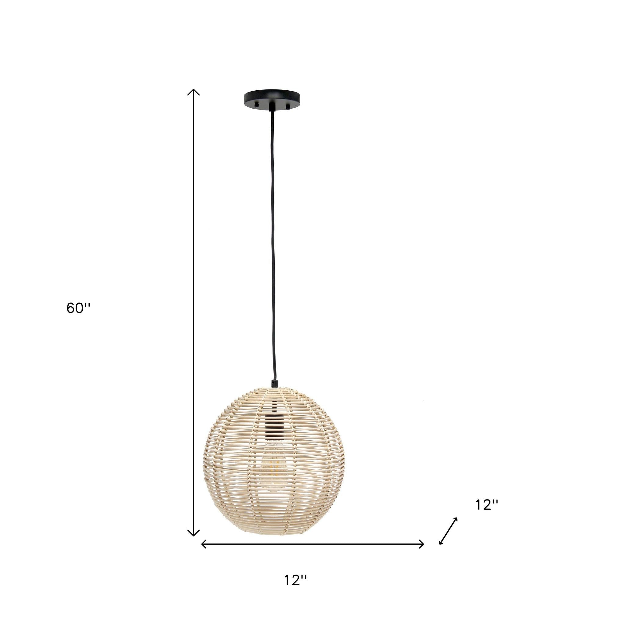 Natural And Black Rattan Ceiling Light With Natural Shades-4