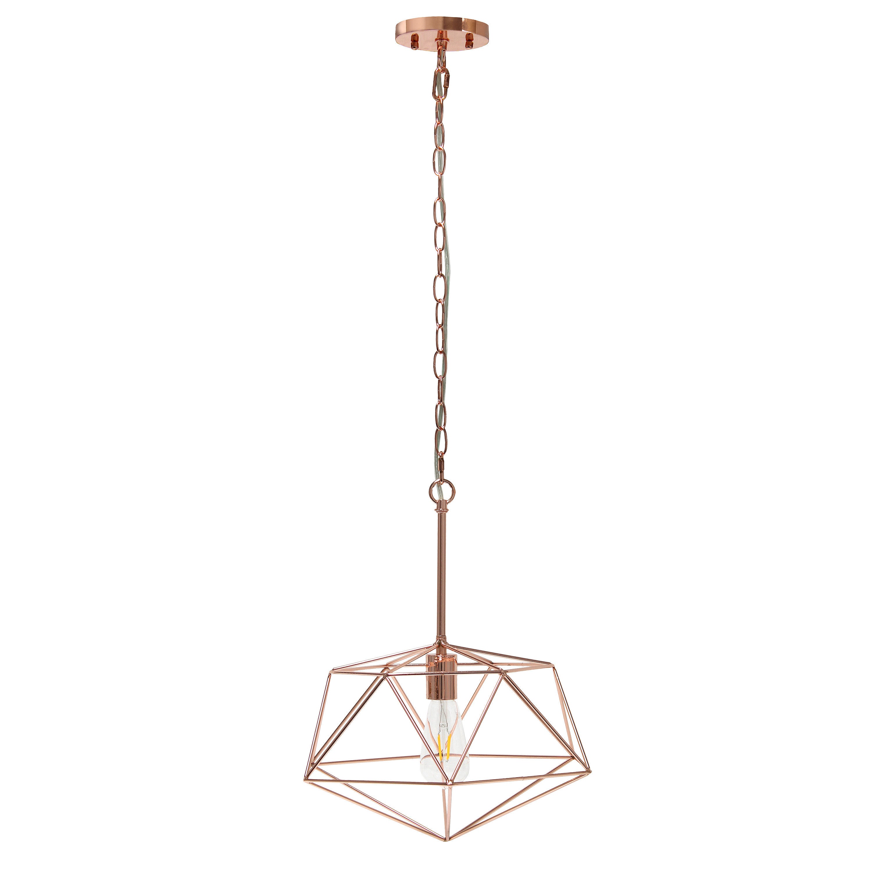 Black Caged Iron Ceiling Light With Black Shades-2