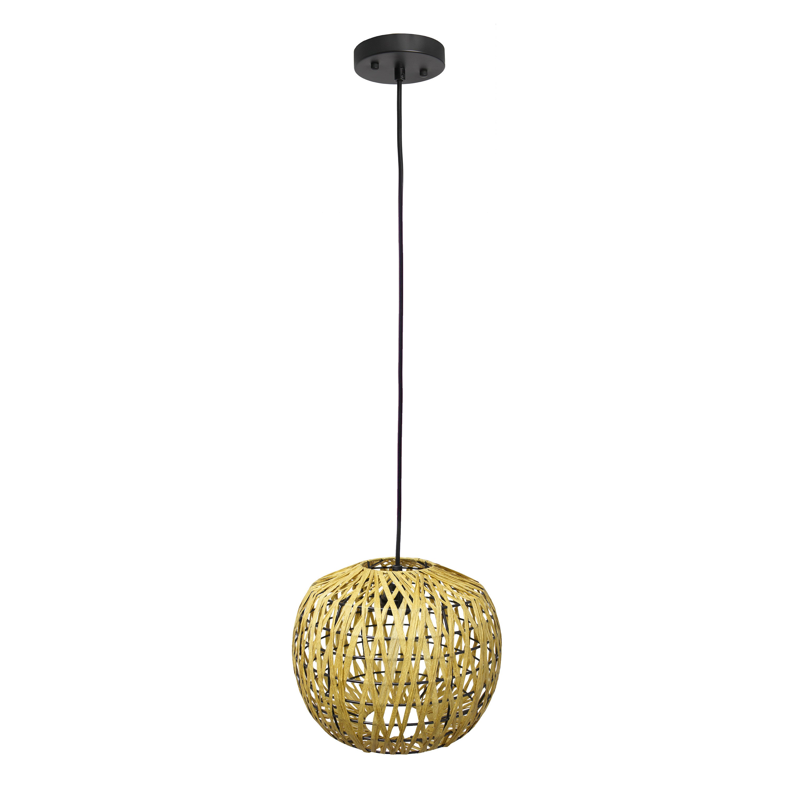 Natural And Black Sphere Hemp Ceiling Light With Natural Shades-1