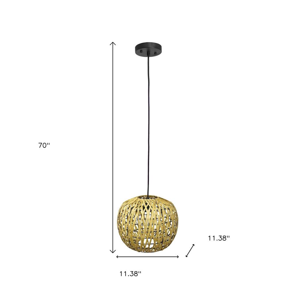 Natural And Black Sphere Hemp Ceiling Light With Natural Shades-4