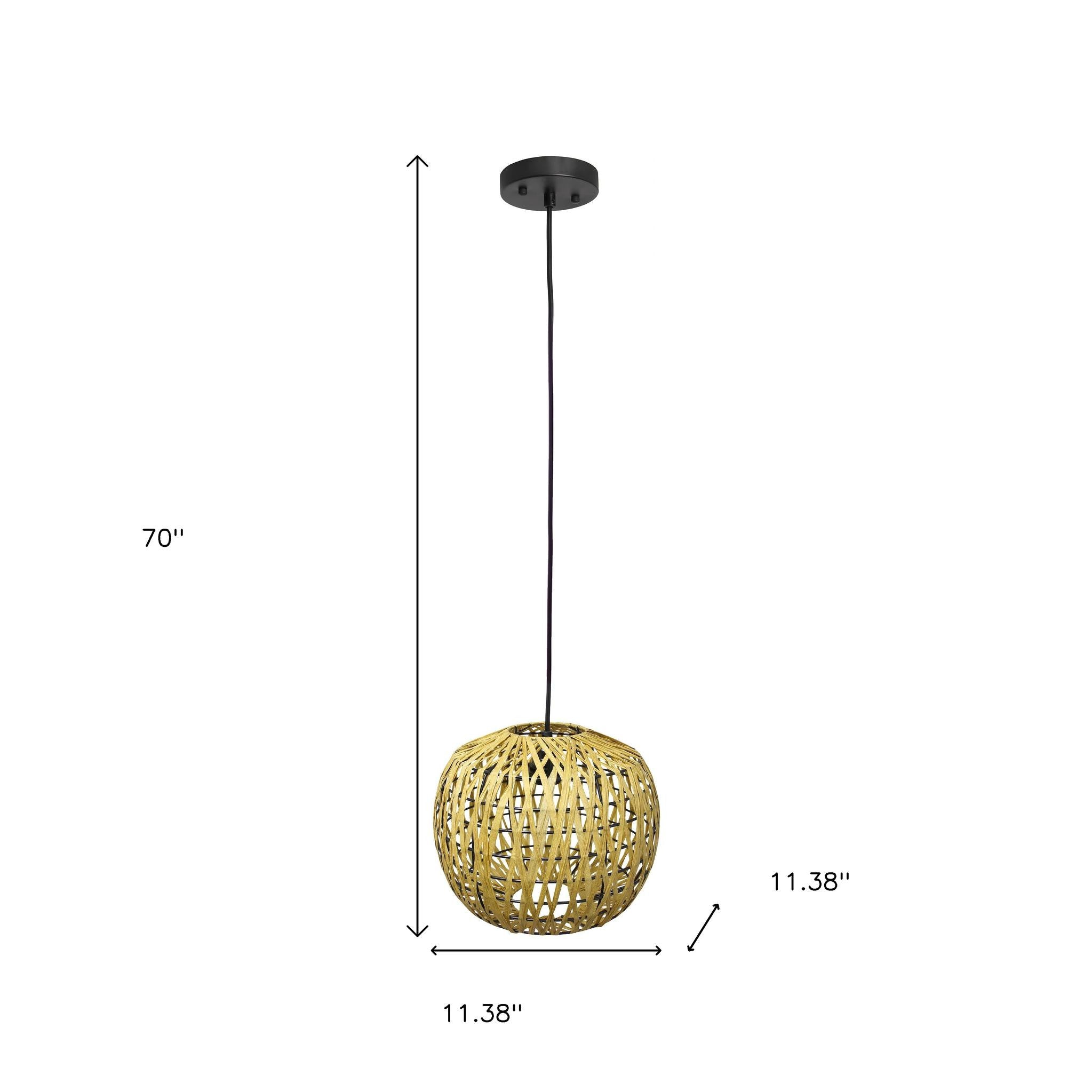Natural And Black Sphere Hemp Ceiling Light With Natural Shades-4