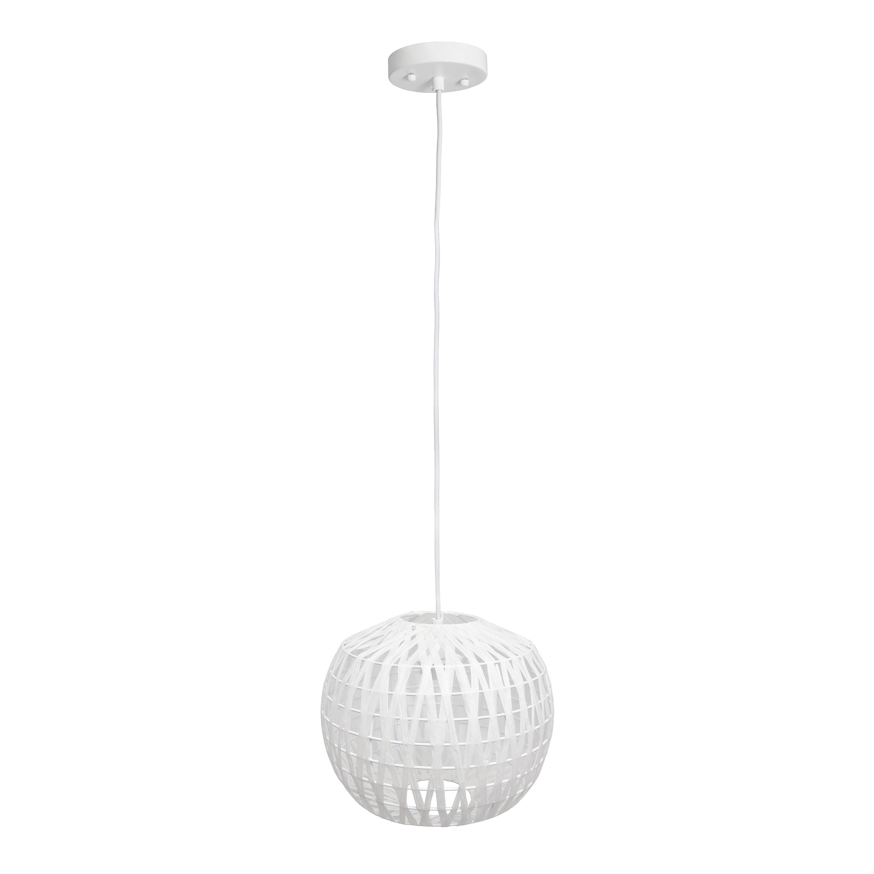 White Sphere Hemp Ceiling Light With White Shades-1