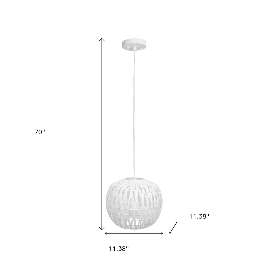 White Sphere Hemp Ceiling Light With White Shades-4