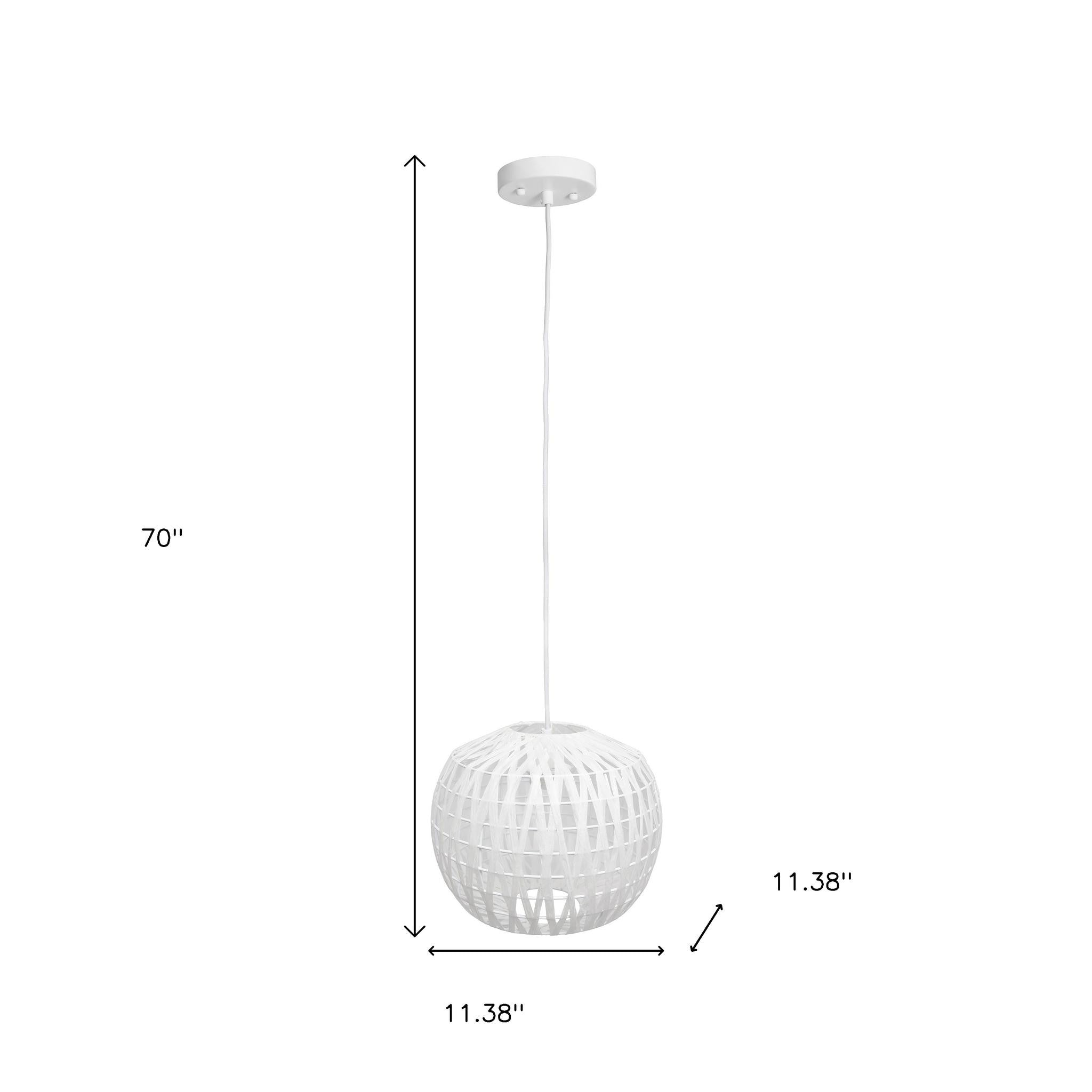 White Sphere Hemp Ceiling Light With White Shades-4