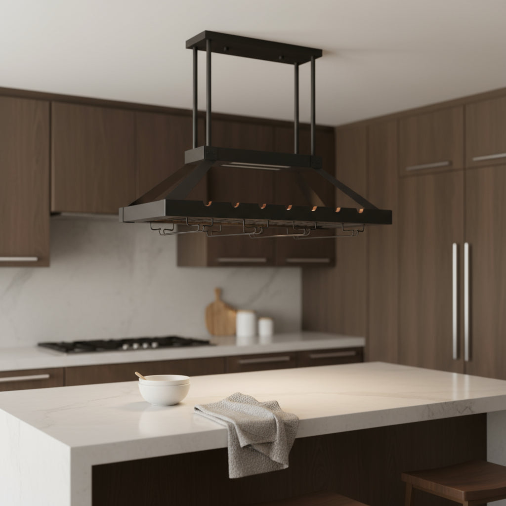 Bronze Kitchen Island Two Light Iron LED Edison Bulb Flush Ceiling Light-0
