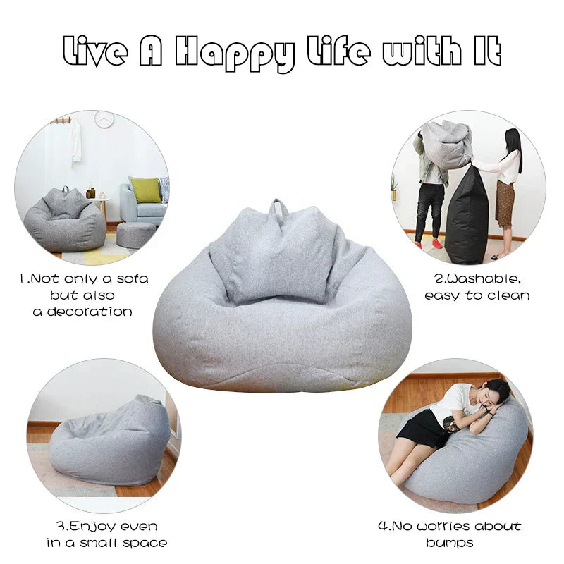 NNEOBA Comfort Lazy Sofas Cover Chairs Without Filler-2