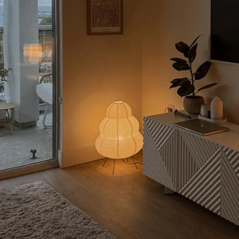 LED Rice Paper Desk Lamp Tricolor Dimming Bedside Light White-2