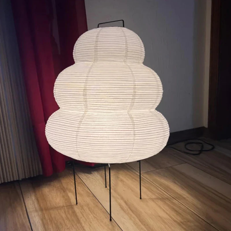 LED Rice Paper Desk Lamp Tricolor Dimming Bedside Light White-3