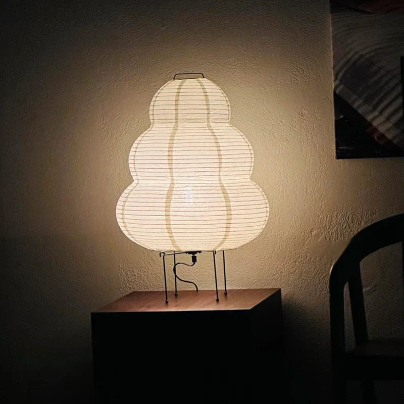 LED Rice Paper Desk Lamp Tricolor Dimming Bedside Light White-4